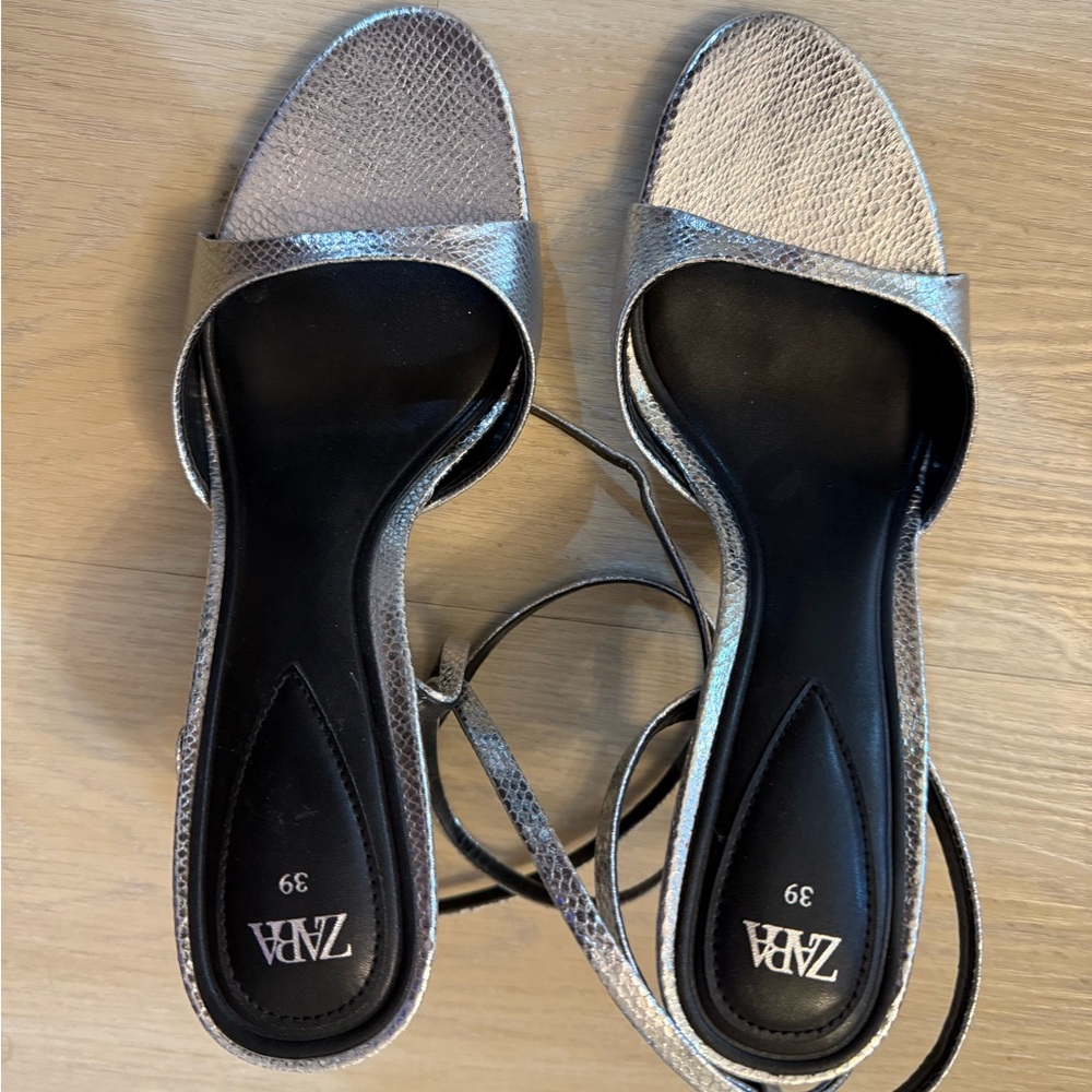 Metallic silver Zara heels